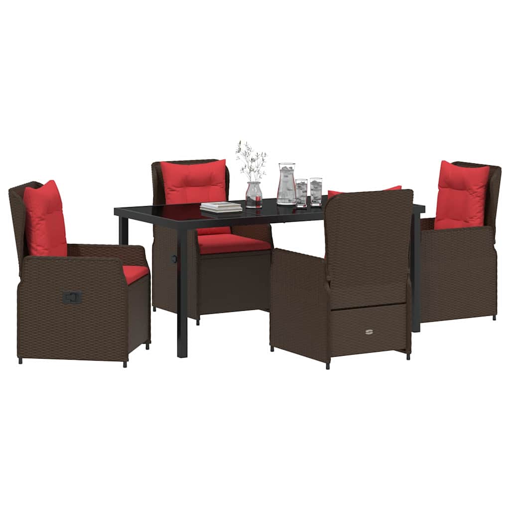 Garden Dining Set 5 pcs Brown Poly rattan