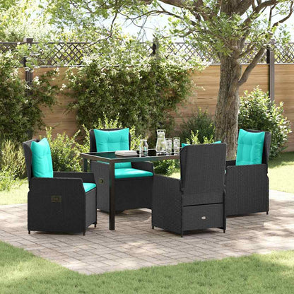 Garden Dining Set 5 pcs Black Poly rattan