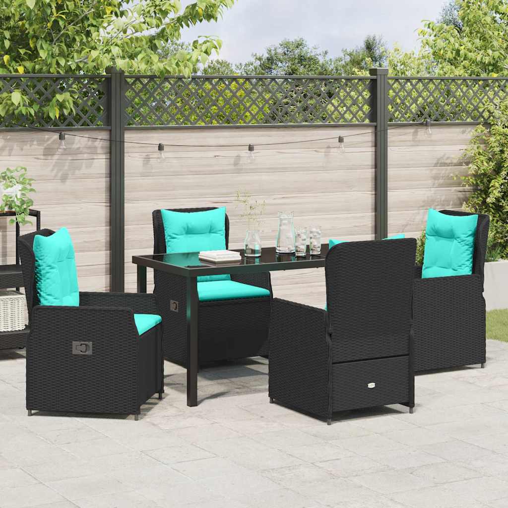 Garden Dining Set 5 pcs Black Poly rattan