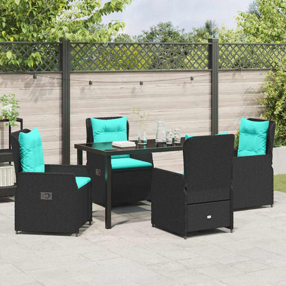 Garden Dining Set 5 pcs Black Poly rattan