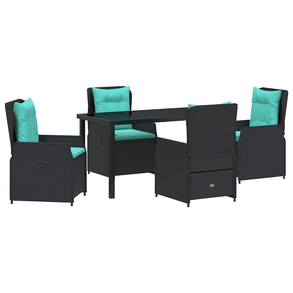 Garden Dining Set 5 pcs Black Poly rattan
