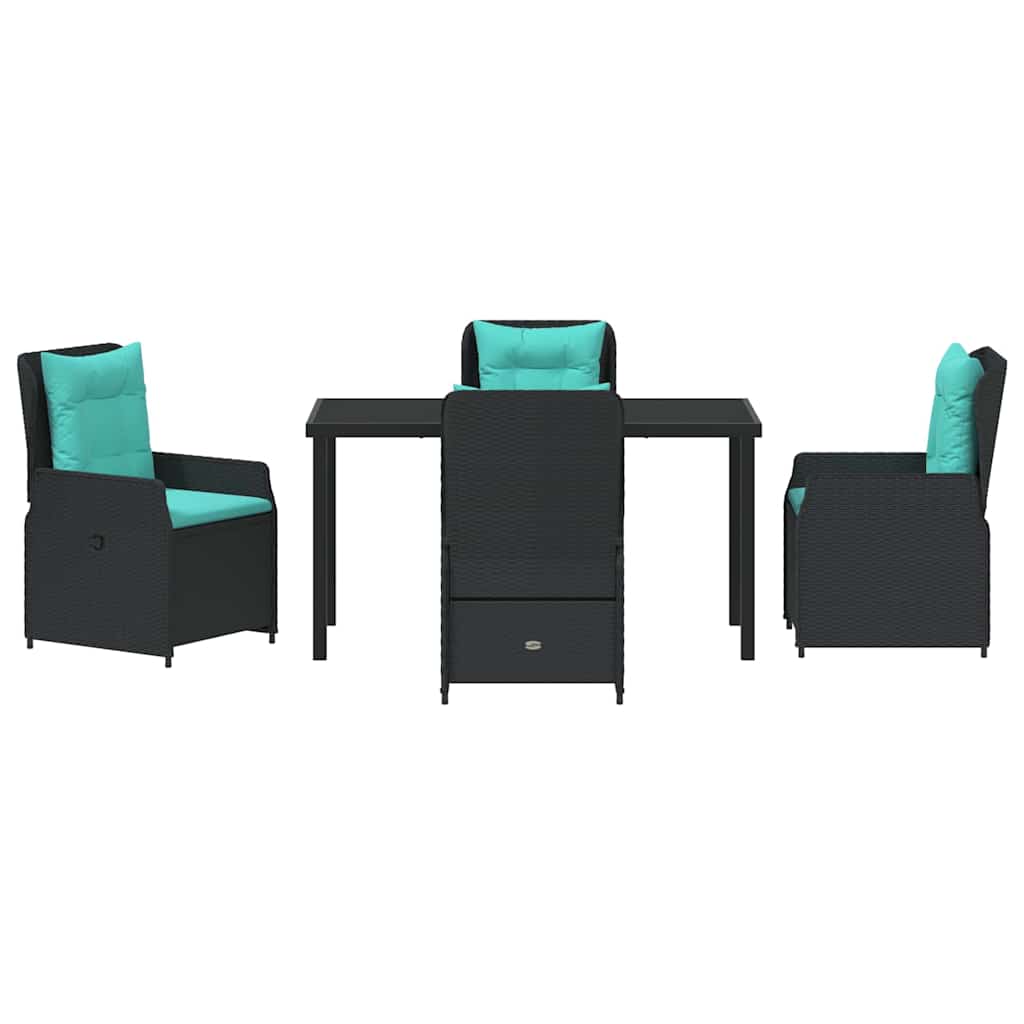 Garden Dining Set 5 pcs Black Poly rattan