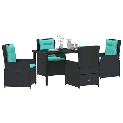 Garden Dining Set 5 pcs Black Poly rattan