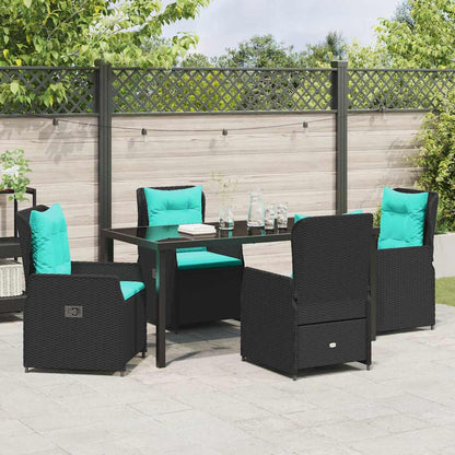 Garden Dining Set 5 pcs Black Poly rattan