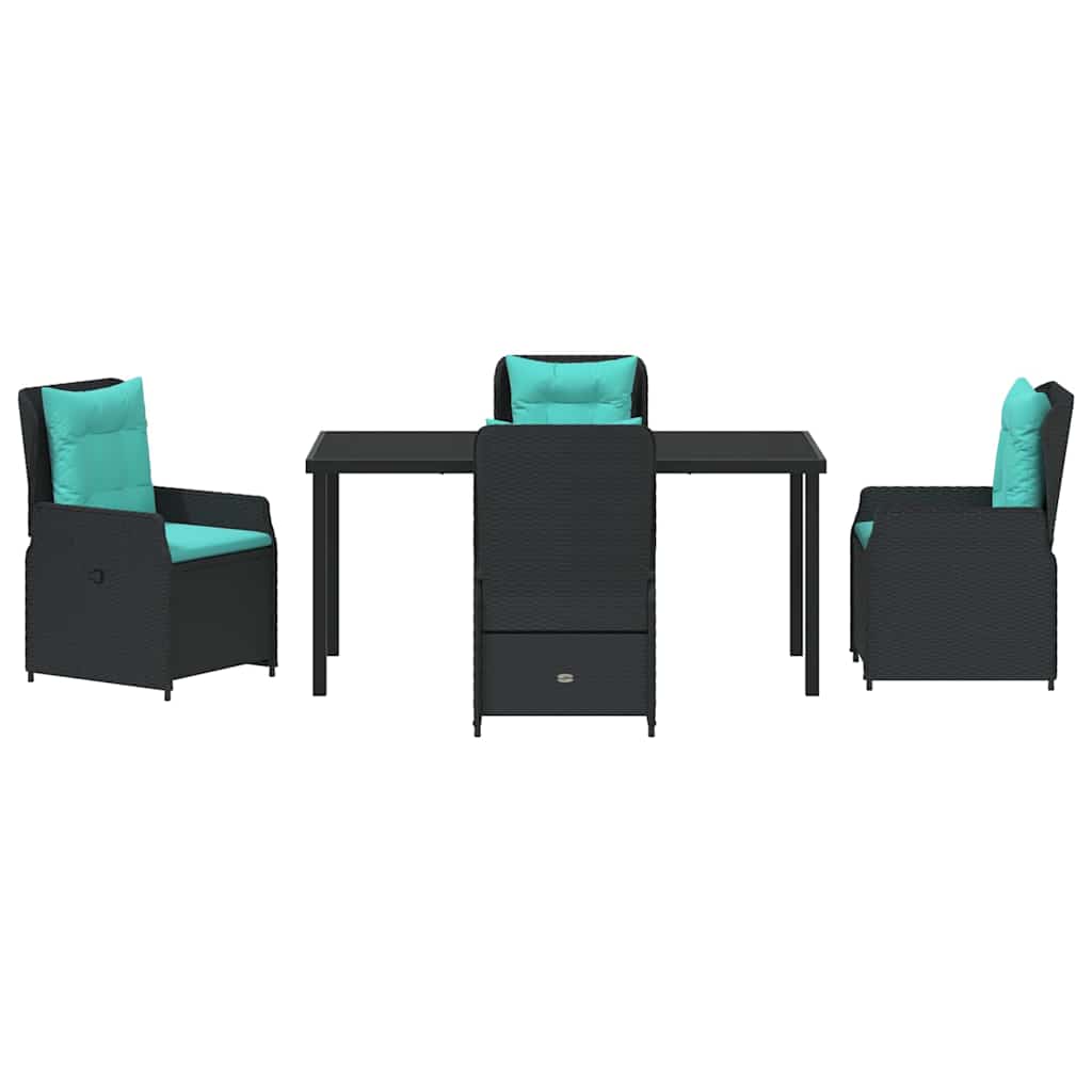 Garden Dining Set 5 pcs Black Poly rattan