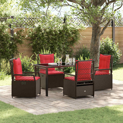 Garden Dining Set 5 pcs Brown Poly Rattan
