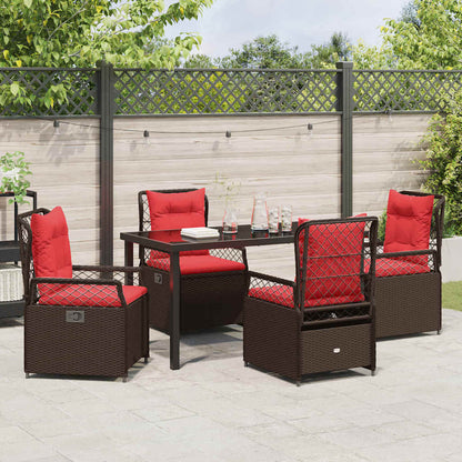 Garden Dining Set 5 pcs Brown Poly Rattan