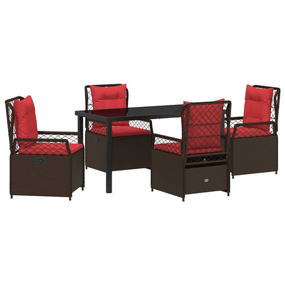 Garden Dining Set 5 pcs Brown Poly Rattan