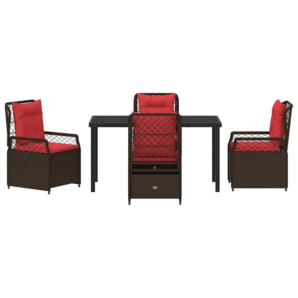 Garden Dining Set 5 pcs Brown Poly Rattan