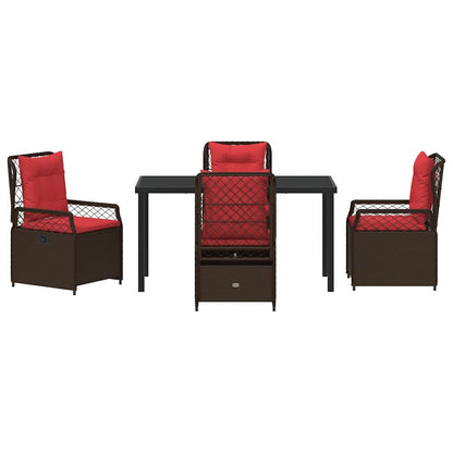 Garden Dining Set 5 pcs Brown Poly Rattan