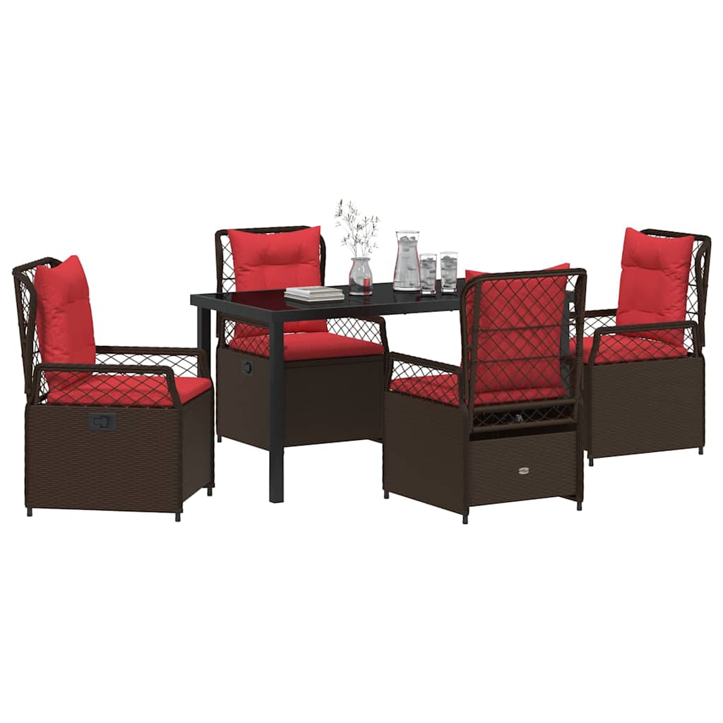 Garden Dining Set 5 pcs Brown Poly Rattan