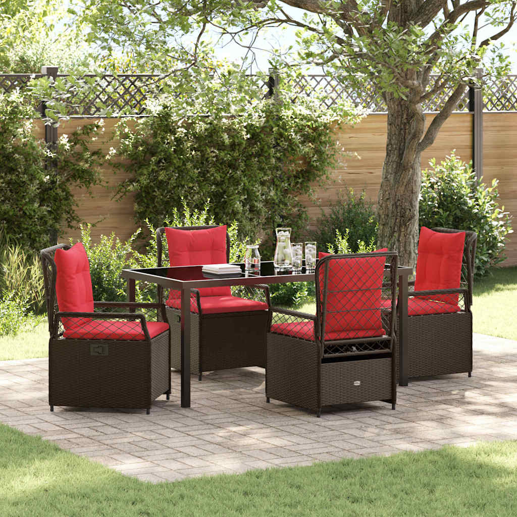 Garden Dining Set 5 pcs Brown Poly Rattan
