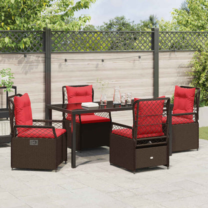 Garden Dining Set 5 pcs Brown Poly Rattan