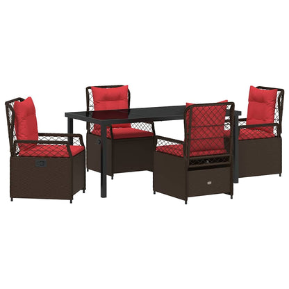 Garden Dining Set 5 pcs Brown Poly Rattan