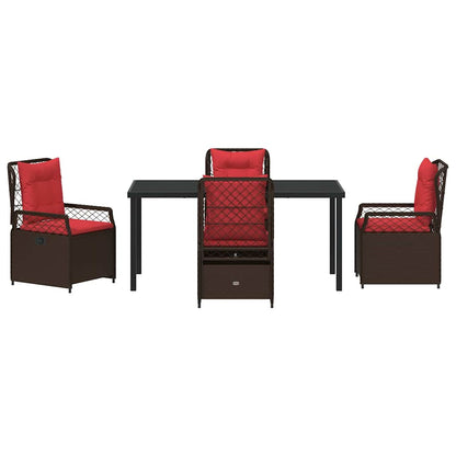Garden Dining Set 5 pcs Brown Poly Rattan