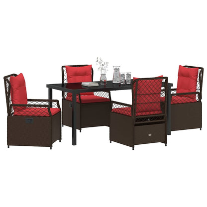 Garden Dining Set 5 pcs Brown Poly Rattan