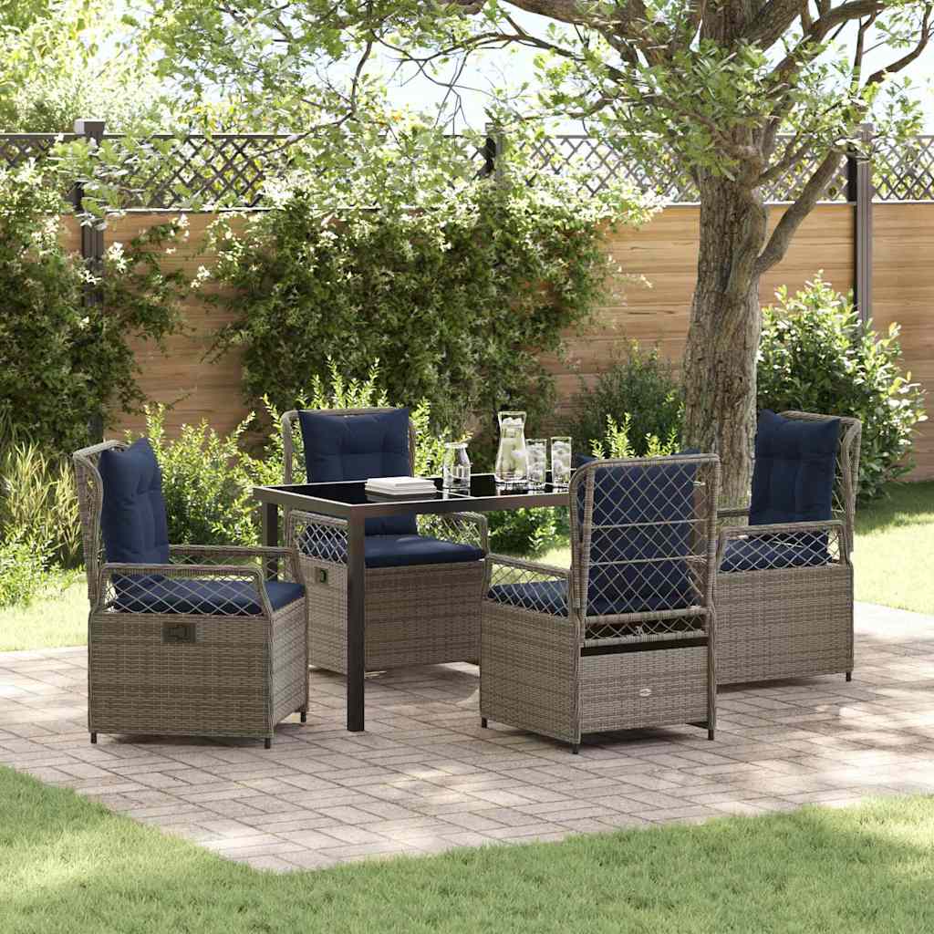 Garden Dining Set 5 pcs Grey Poly Rattan