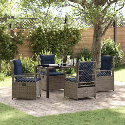 Garden Dining Set 5 pcs Grey Poly Rattan