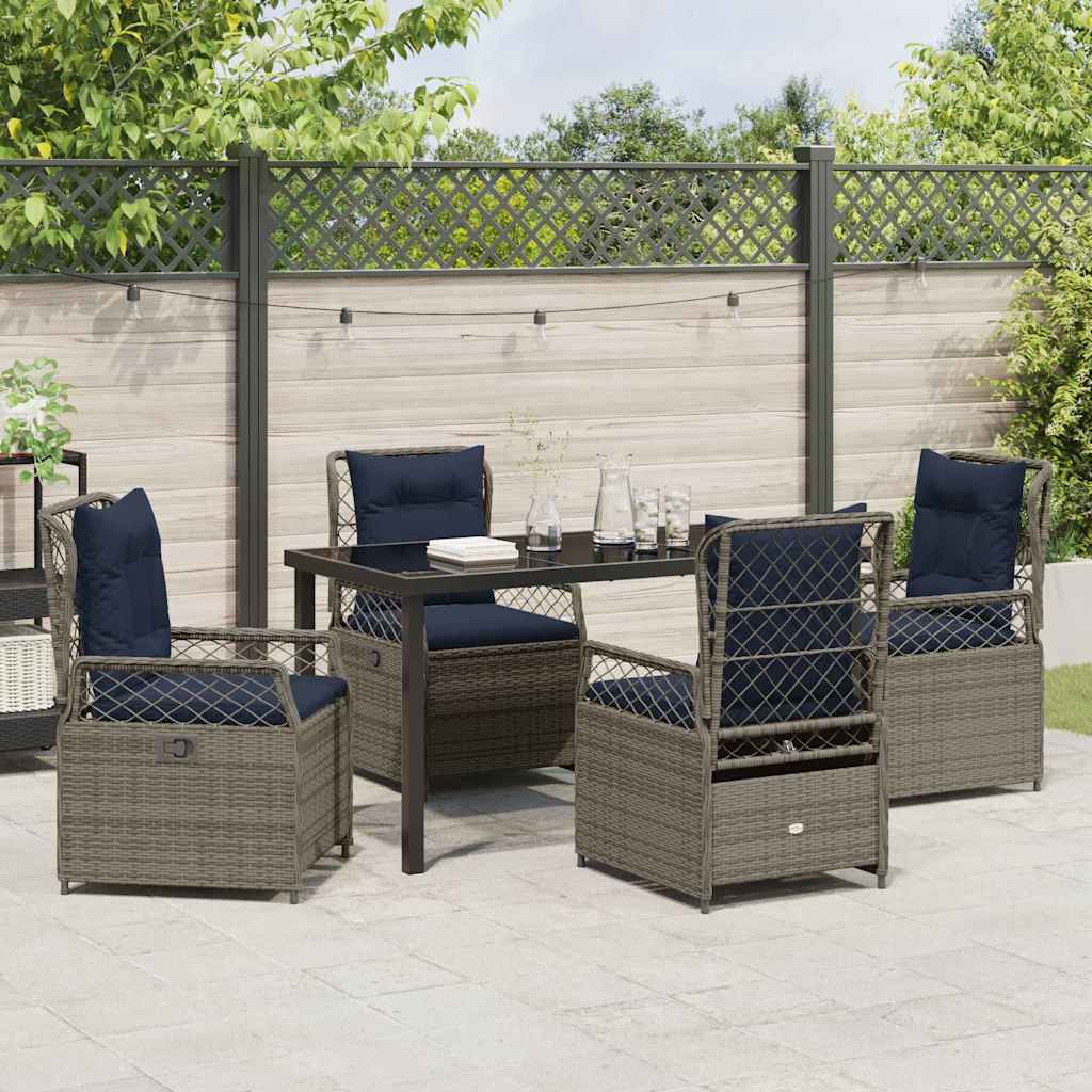 Garden Dining Set 5 pcs Grey Poly Rattan