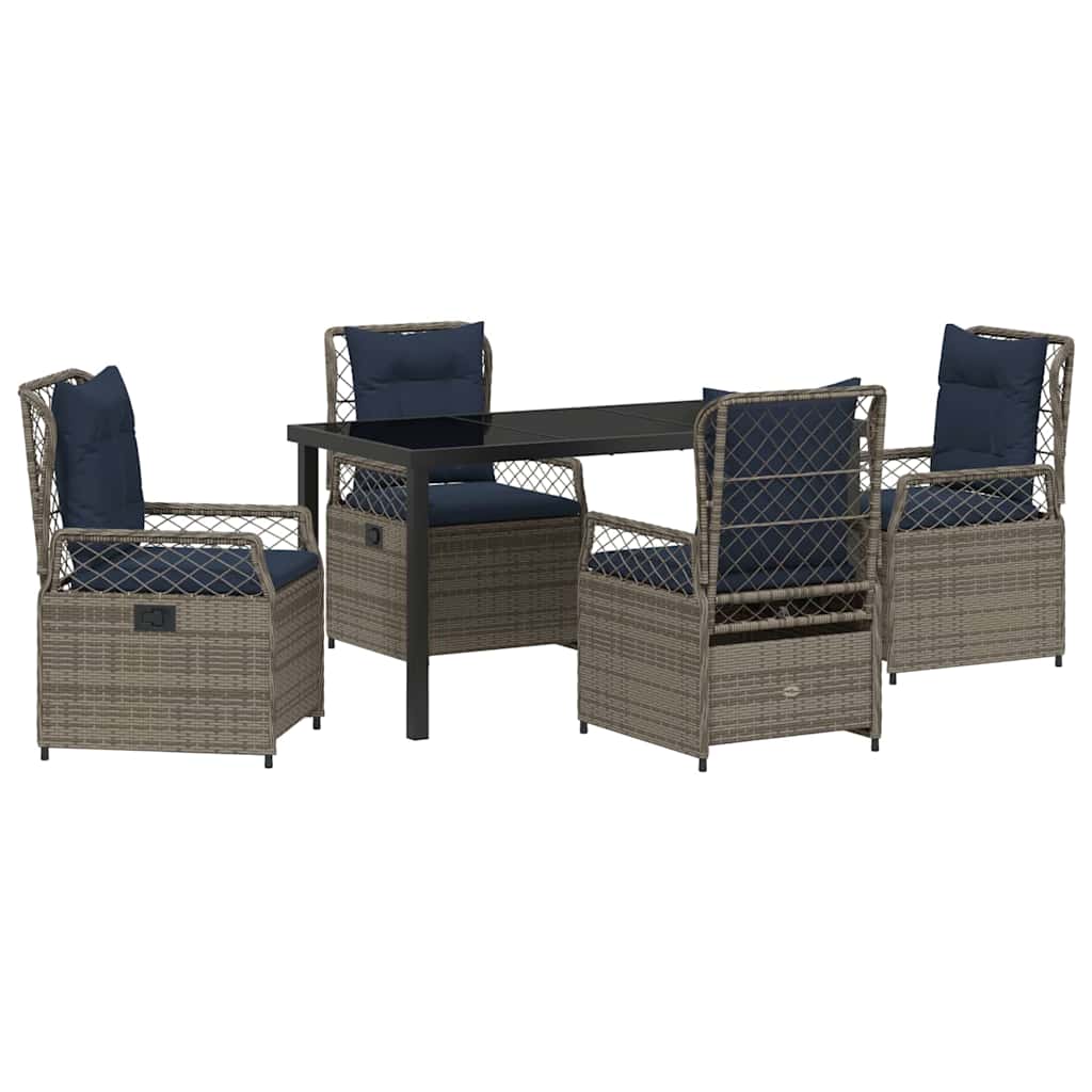 Garden Dining Set 5 pcs Grey Poly Rattan