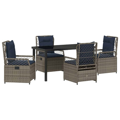 Garden Dining Set 5 pcs Grey Poly Rattan