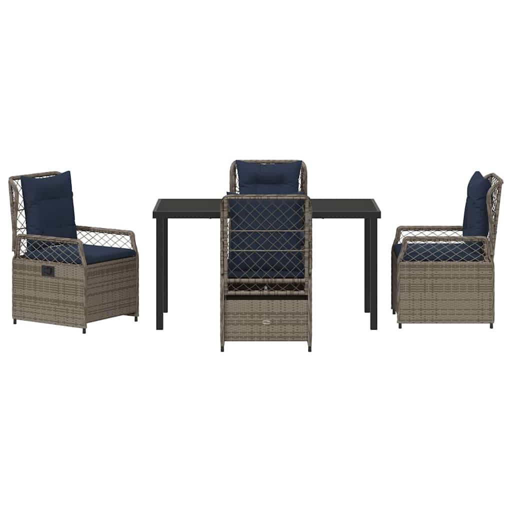Garden Dining Set 5 pcs Grey Poly Rattan