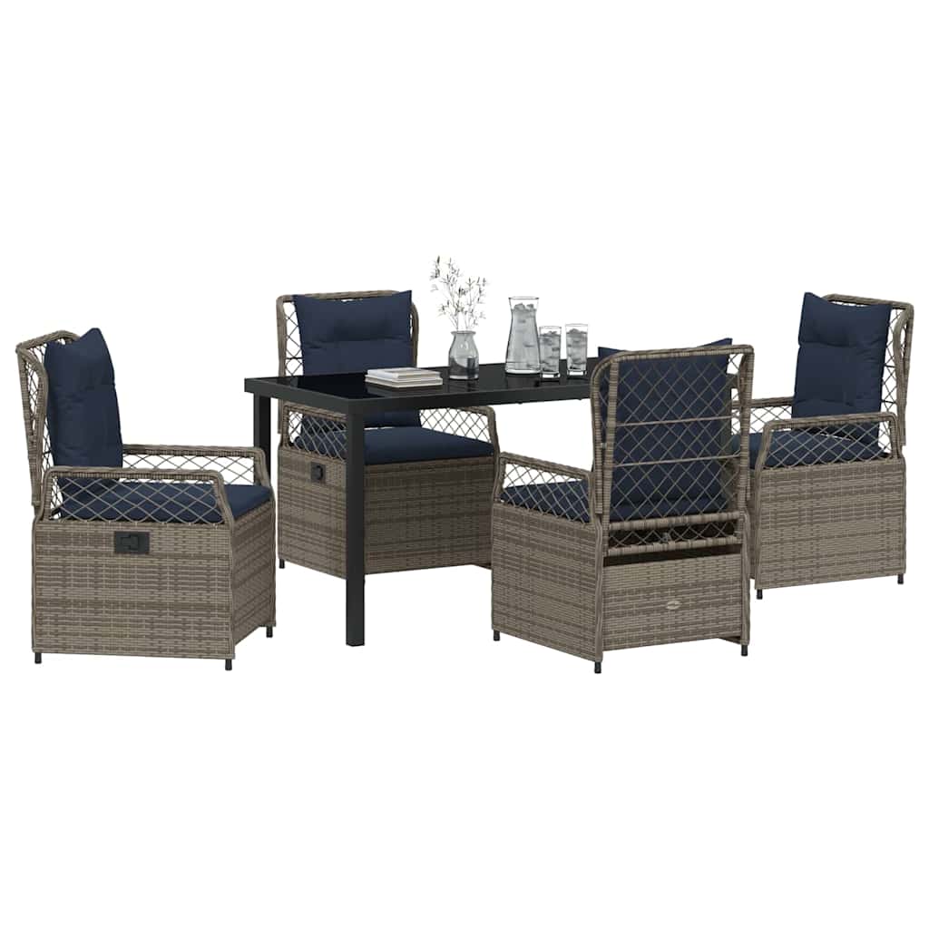 Garden Dining Set 5 pcs Grey Poly Rattan
