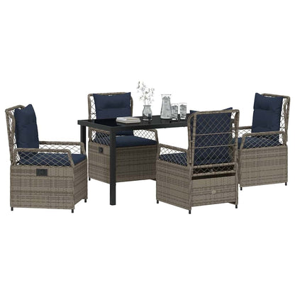 Garden Dining Set 5 pcs Grey Poly Rattan