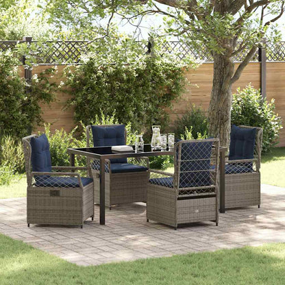 Garden Dining Set 5 pcs Grey Poly Rattan