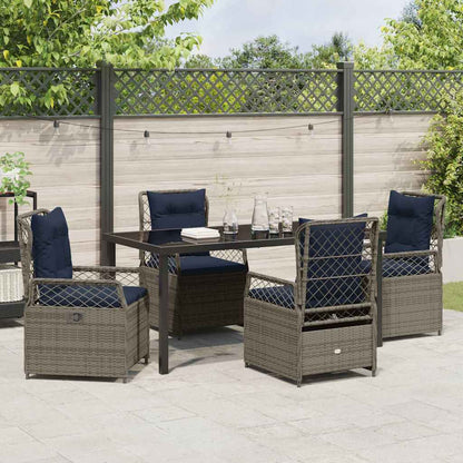 Garden Dining Set 5 pcs Grey Poly Rattan