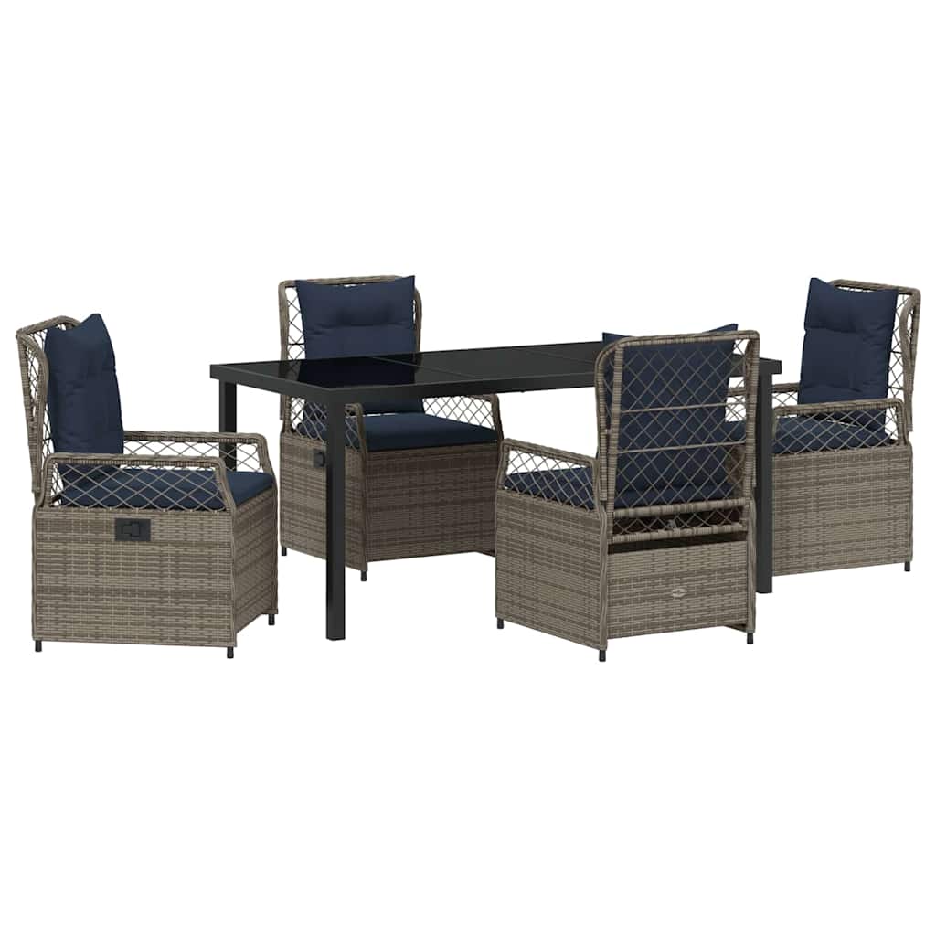 Garden Dining Set 5 pcs Grey Poly Rattan