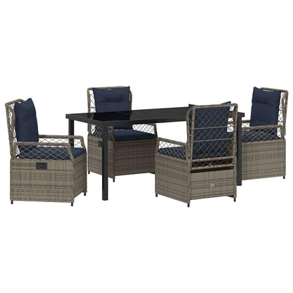 Garden Dining Set 5 pcs Grey Poly Rattan