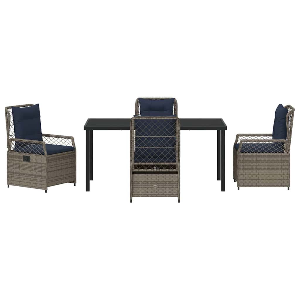 Garden Dining Set 5 pcs Grey Poly Rattan