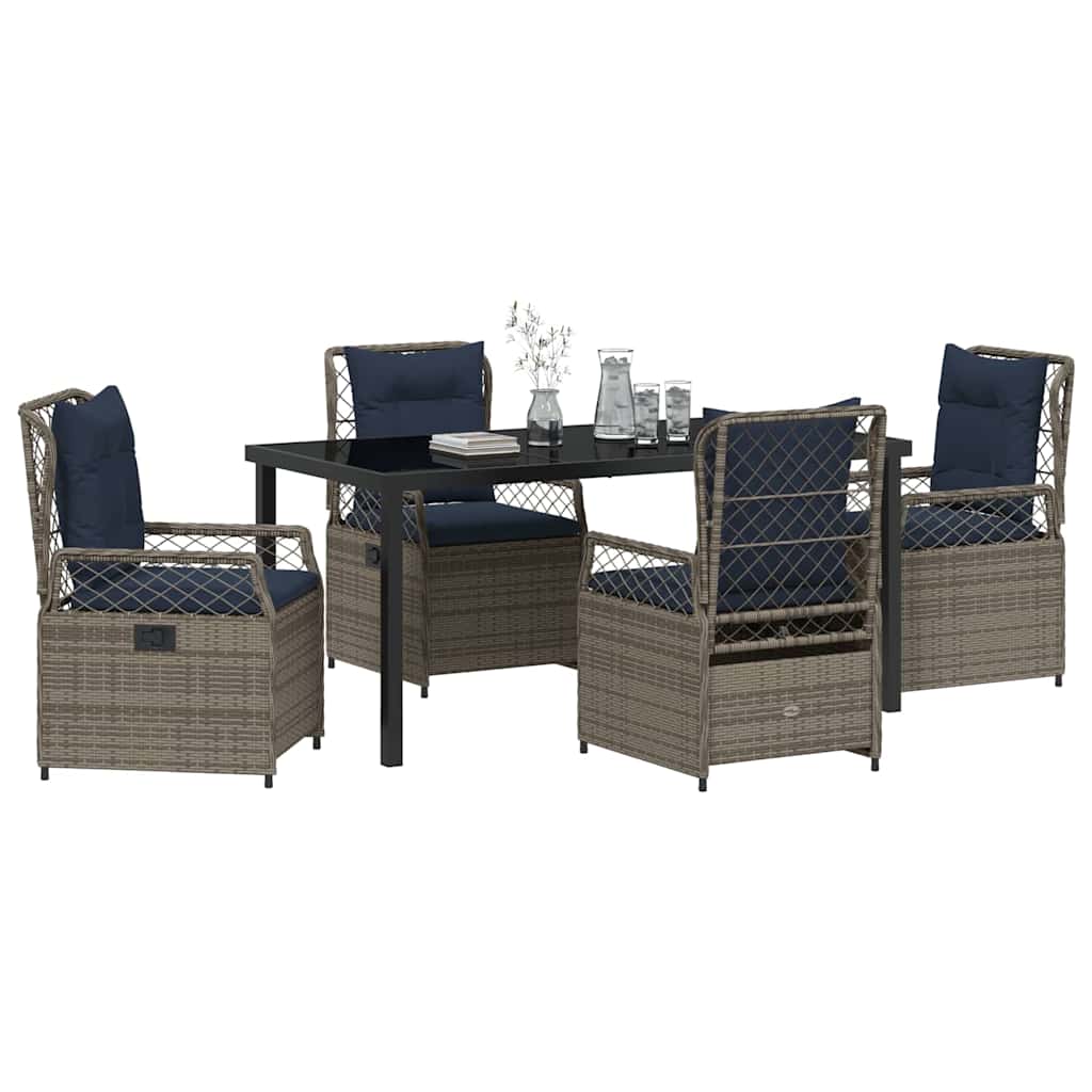 Garden Dining Set 5 pcs Grey Poly Rattan