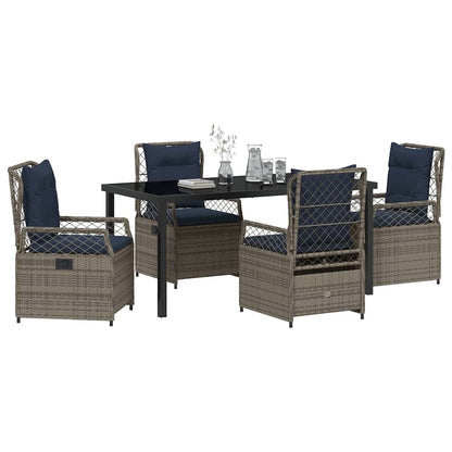 Garden Dining Set 5 pcs Grey Poly Rattan