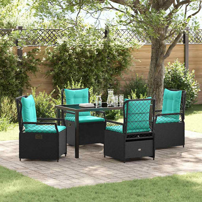 Garden Dining Set 5 pcs Black Poly Rattan