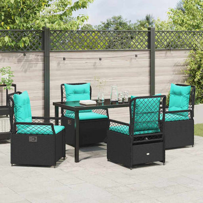 Garden Dining Set 5 pcs Black Poly Rattan