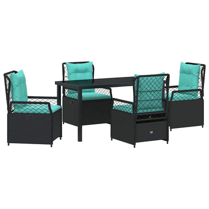 Garden Dining Set 5 pcs Black Poly Rattan