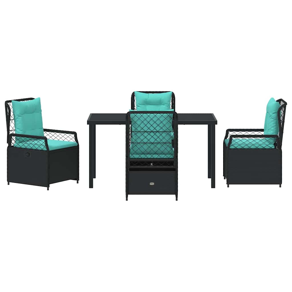 Garden Dining Set 5 pcs Black Poly Rattan