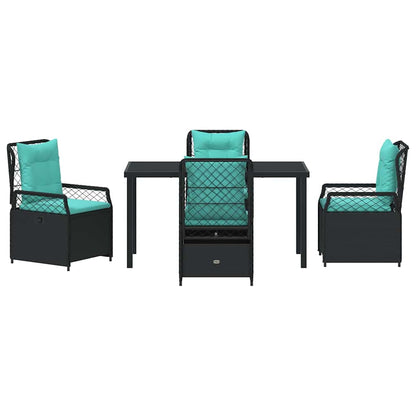 Garden Dining Set 5 pcs Black Poly Rattan