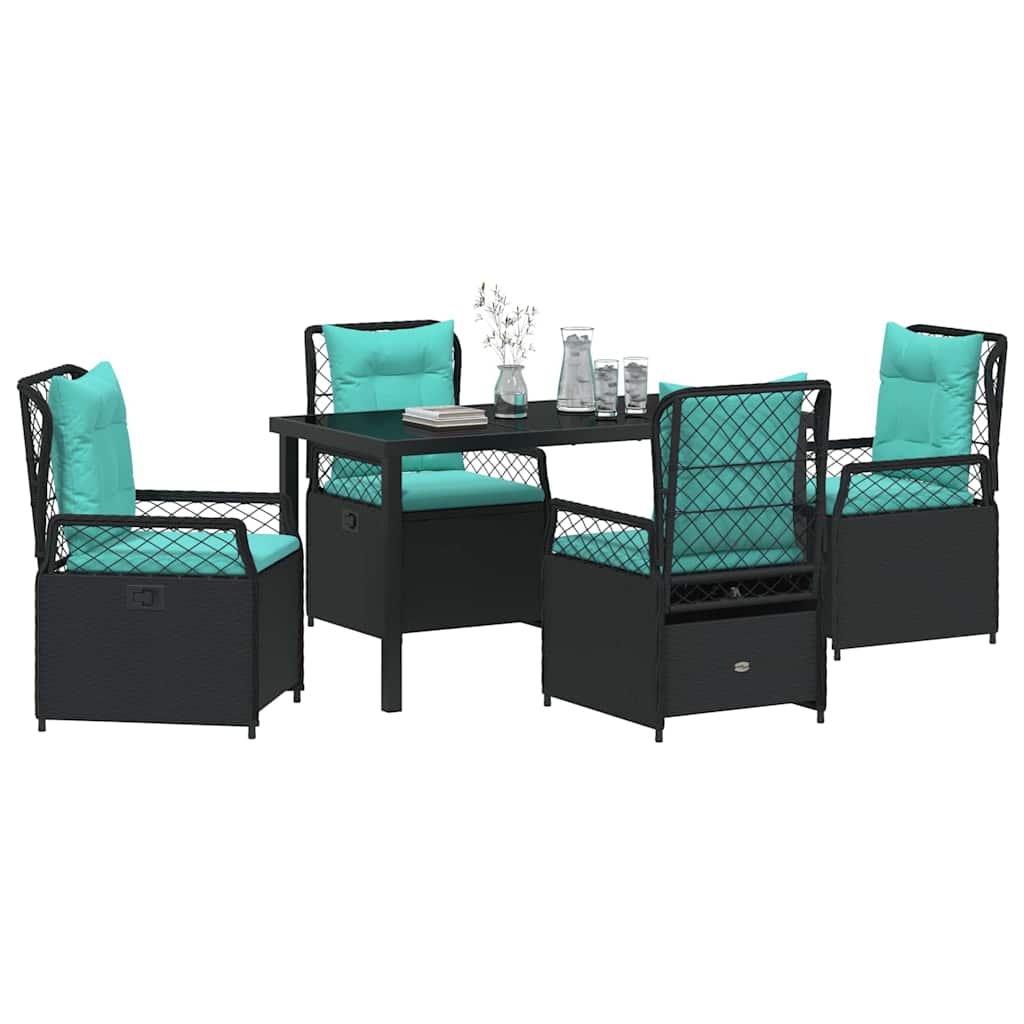 Garden Dining Set 5 pcs Black Poly Rattan