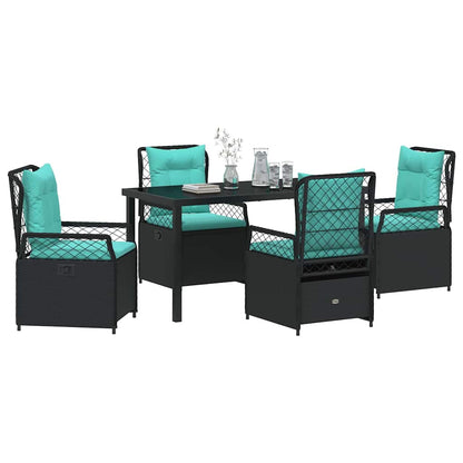 Garden Dining Set 5 pcs Black Poly Rattan