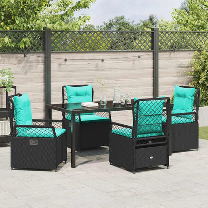 Garden Dining Set 5 pcs Black Poly Rattan