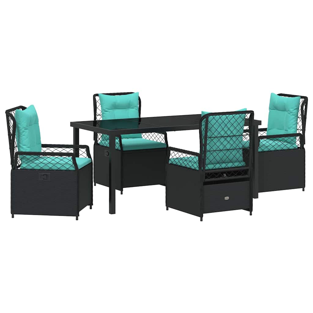 Garden Dining Set 5 pcs Black Poly Rattan