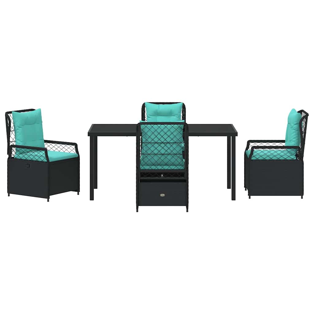 Garden Dining Set 5 pcs Black Poly Rattan