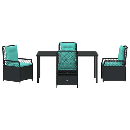 Garden Dining Set 5 pcs Black Poly Rattan