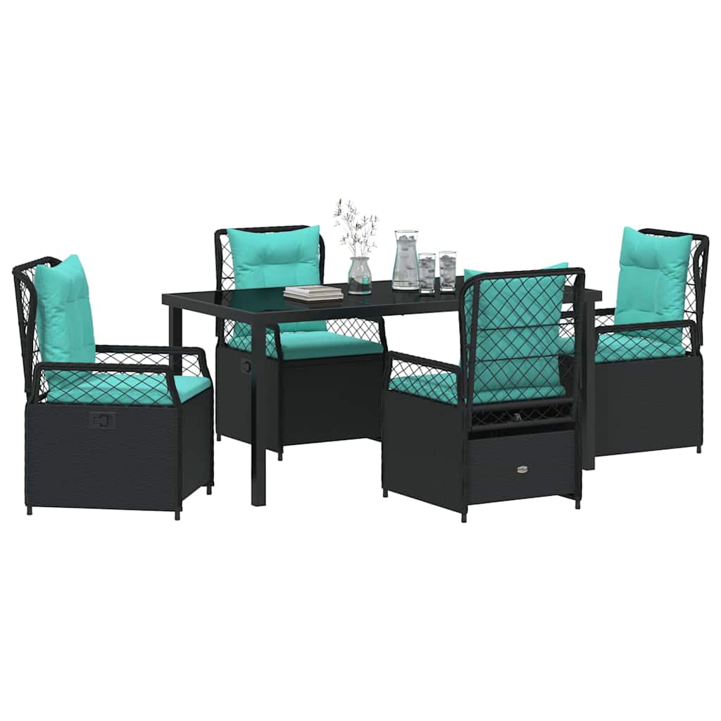 Garden Dining Set 5 pcs Black Poly Rattan