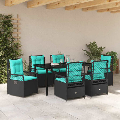 Garden Dining Set 7 pcs Black Poly Rattan