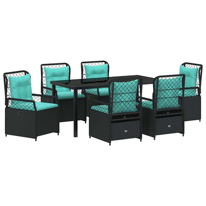 Garden Dining Set 7 pcs Black Poly Rattan