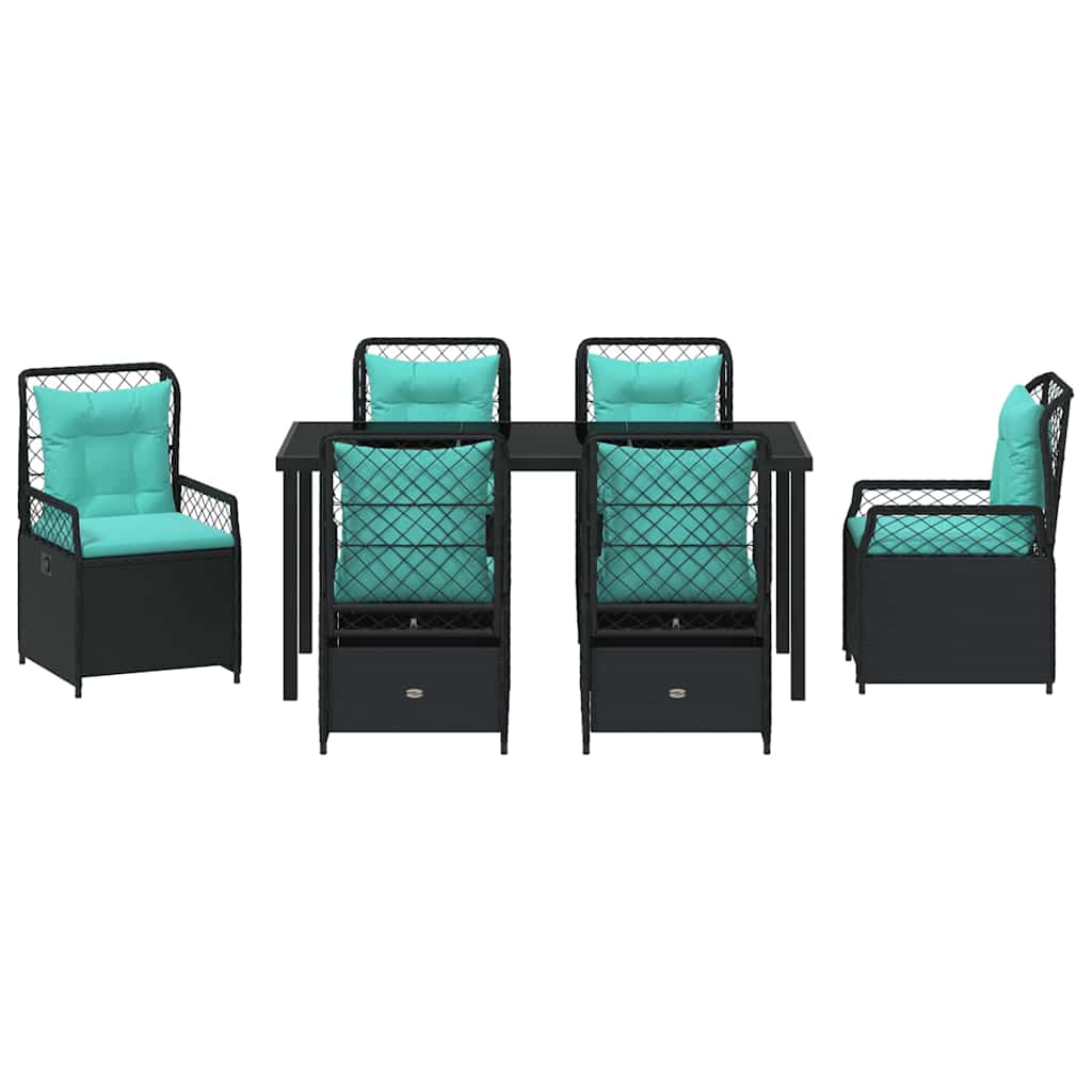 Garden Dining Set 7 pcs Black Poly Rattan